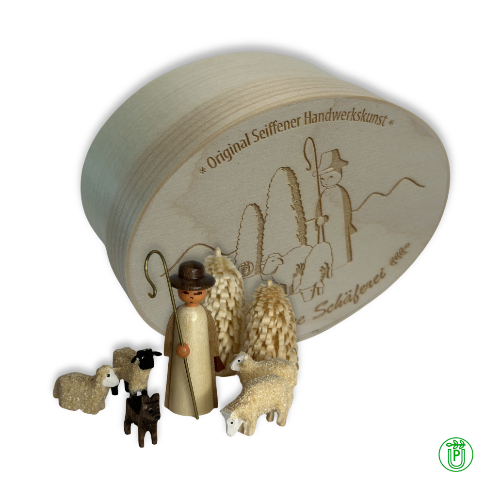 Sheepfold 8-piece set in a woodchip box