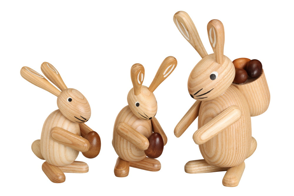 Easter bunny group, 3-piece, natural, 13 cm