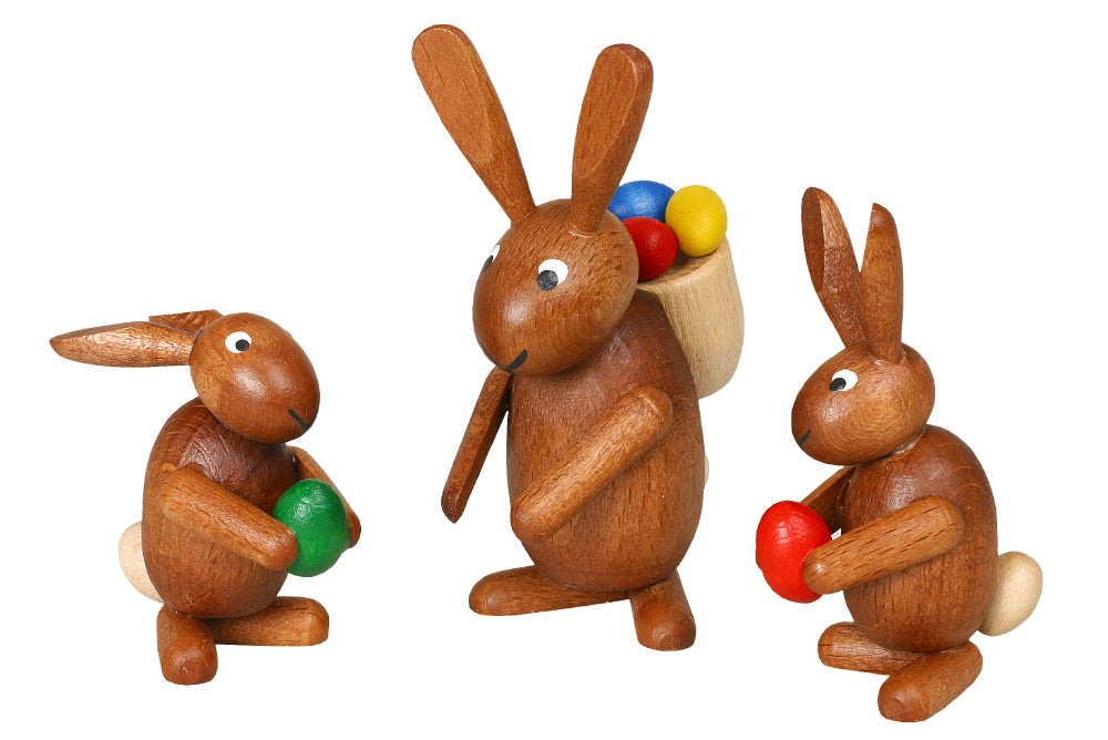 Easter Bunny Group, 3-piece, colored, 5–8 cm