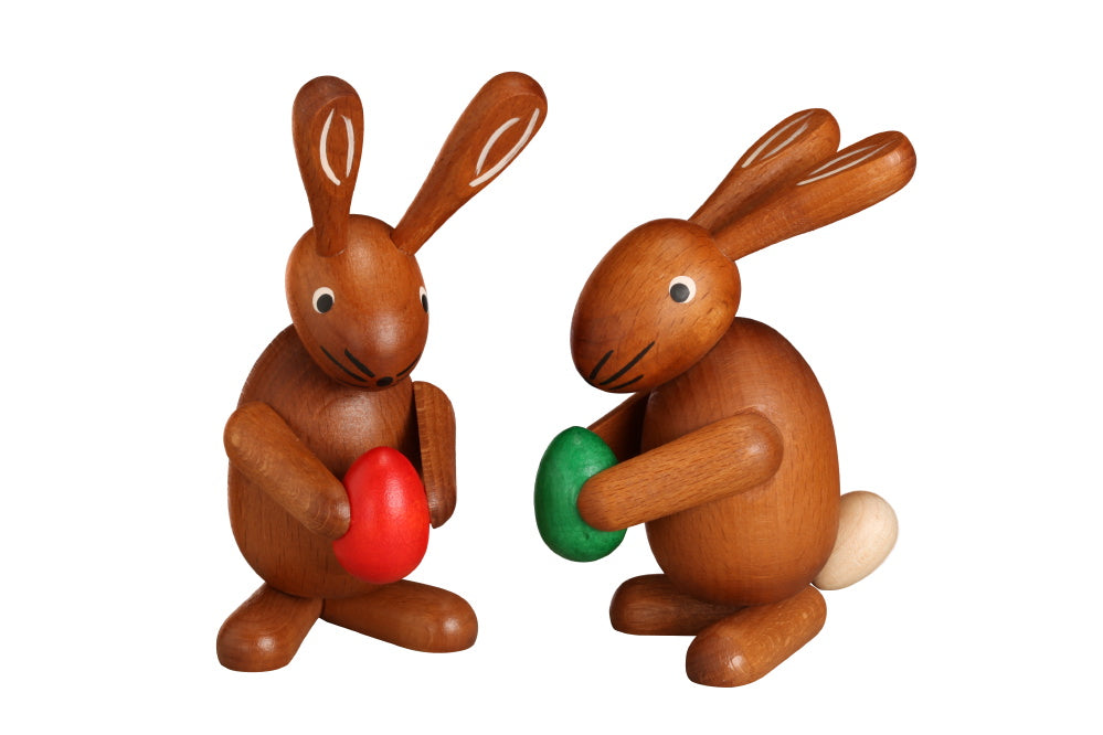 Pair of colourful Easter bunnies 13 cm