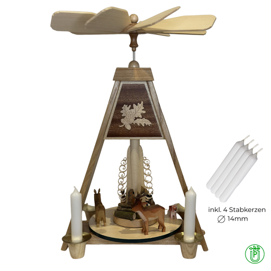 Pyramide mit Waldtieren für Kerzen ⌀14mm| Tischpyramide