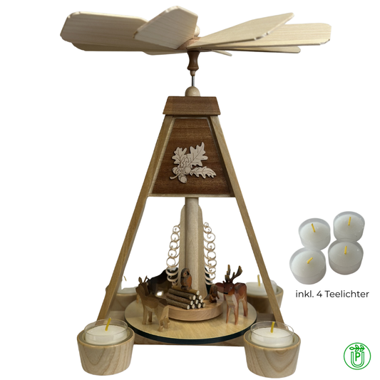 Pyramide mit Waldtieren für Teelicht | Tischpyramide