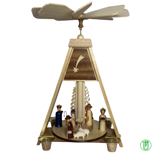 Pyramide mit Christi Geburt für Kerzen ⌀14mm | Tischpyramide