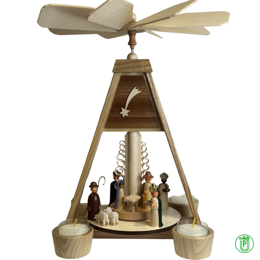 Pyramide mit Christi Geburt für Teelichter| Tischpyramide