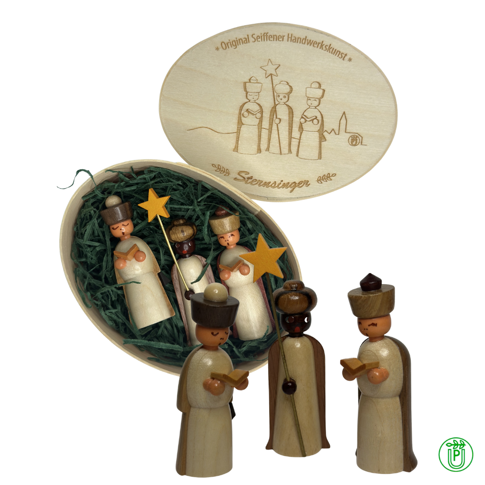 Three Wise Men in a wooden chip box