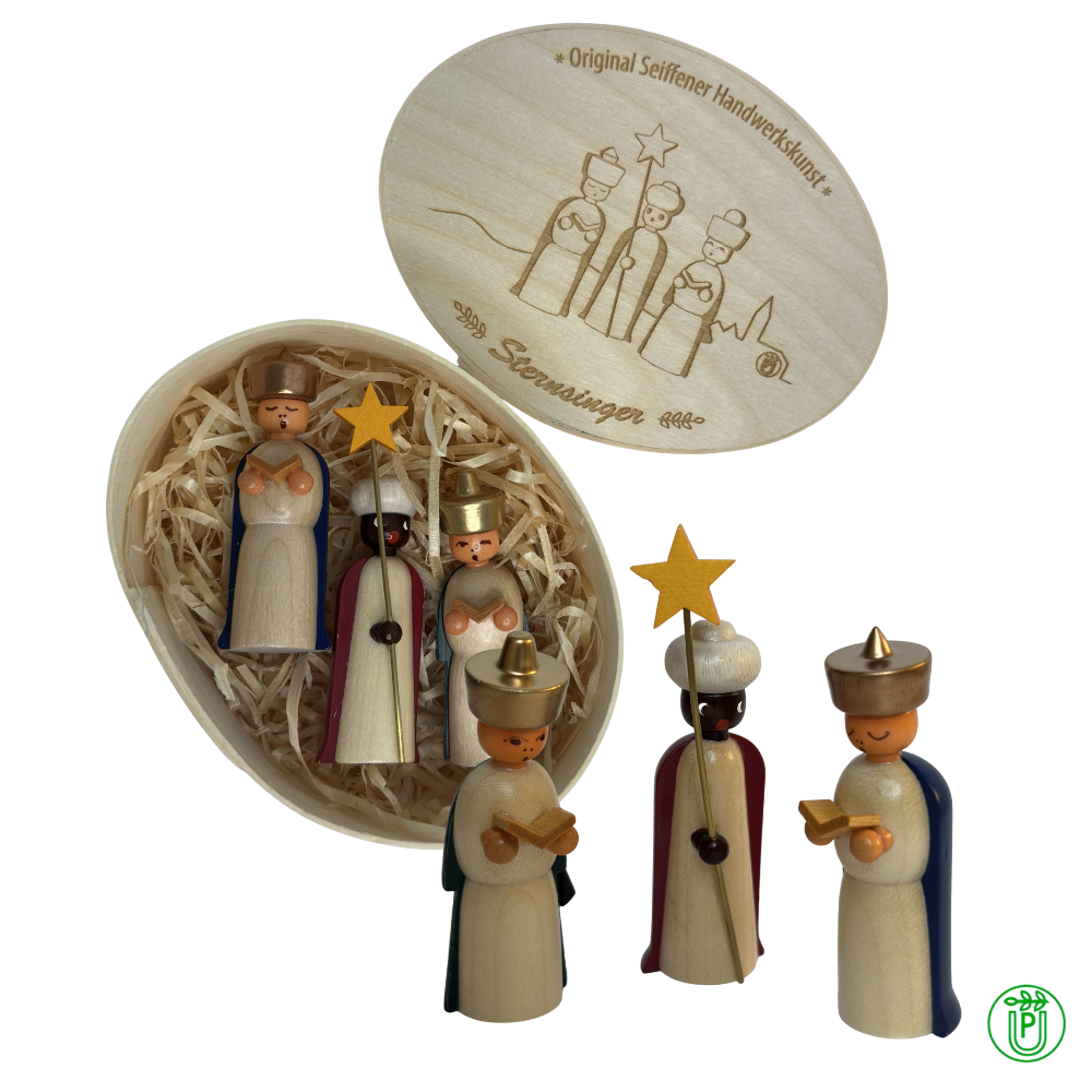 Three Wise Men in a wooden chip box