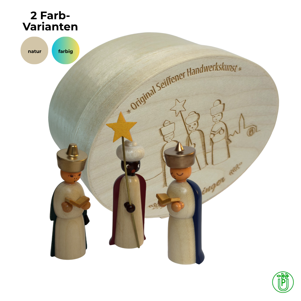 Three Wise Men in a wooden chip box